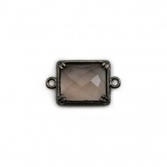 Smoked quartz spacer, rectangle 12x14mm x 1pc