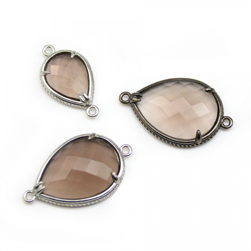 Intercalary in labradorite faceted with 2 holes 10mm x 1pc