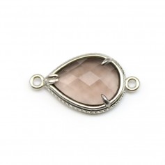 Intercalaire en quartz fumé goutte sertie en métal  x 1pc