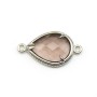 Intercalaire en quartz fumé goutte sertie en métal  x 1pc