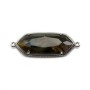 Faceted rhombus chalcedony set in gold-plated silver with zirconium  15mm x 1pc