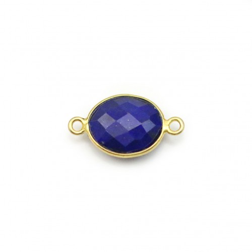 Lapis lazuli de forme ovale, 2 anneaux, serti en argent 925 doré à l'or fin, 9x11mm x 1pc