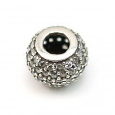 Perle de  style Pandora en argent 925 & zirconium x 1pc
