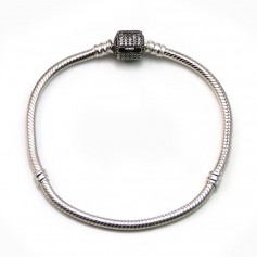 Bracelet en argent 925 serpentine avec zirconium 19cmx2.9mm x 1pc