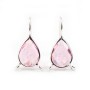 Crochet boucles d'oreilles pierre sertie en verre argenté goutte 10.5x14mm x 2pcs