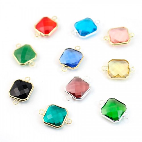 Pierre sertie en verre carré 12.5mm x 1pc