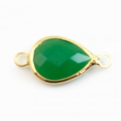 Pierre sertie en verre goutte 10.5x14.5mm x 1pc