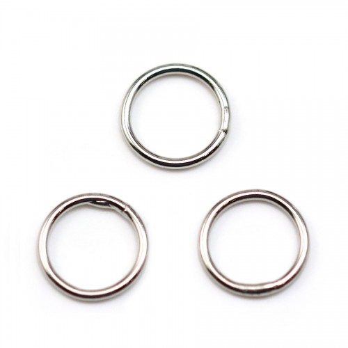 Anneaux soudé, de forme ronde, en métal rhodié, 1 * 10mm environ 50pcs