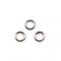Anneaux soudé, de forme ronde, en métal rhodié, 1 * 6mm environ 100pcs