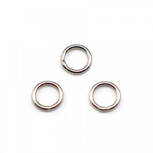 Welded round rings in rhodium medal 1x7mm x 100pcs