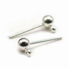 Clous d'oreilles avec finition boule, en métal argenté 4mm x 20pcs