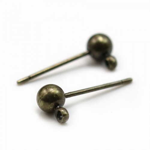 Clous d'oreilles avec finition boule, en métal bronze 4mm x 20pcs