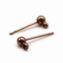 Clous d'oreilles avec boule, en métal couleur cuivre, 3mm x 20pcs