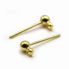 Clous d'oreilles boule en laiton brut 3mm x 10pcs
