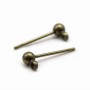 Clous d'oreilles avec boule, en métal couleur laiton, 3mm x 20pcs
