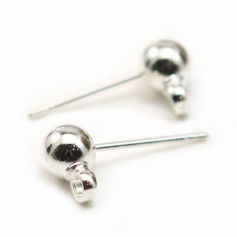 Clous d'oreilles avec finition boule, en métal argenté, 5mm x 20pcs