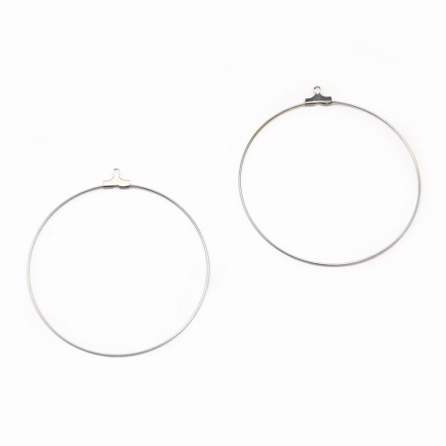 Créole pour crochet argent rhodié 60mm x 20pcs