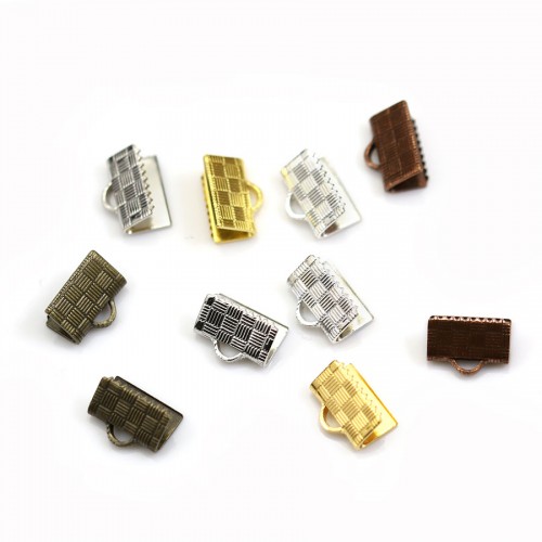 Crimp-end for ribbon gold tone 5x10mm  x 2pcs 