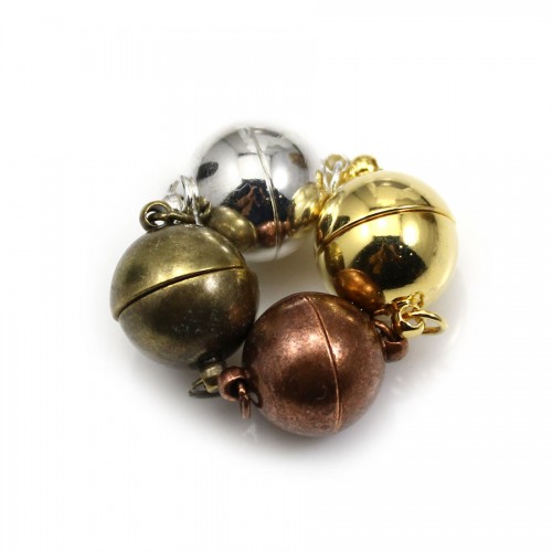 Fermoir de forme ronde, aimanté, en métal de différentes couleurs, 12mm x 1pc