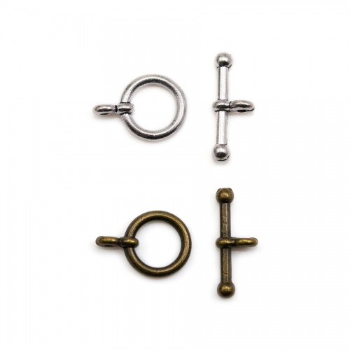 Fermoir "Toggle OT" en métal, argent vieilli ou bronze 12mm x 2pcs