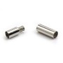 Fermoir pression acier, forme de tube, pour cordon de 5mm, 25x6mm x 2pcs