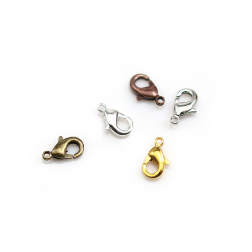 Fermoir mousqueton en métal , de couleur argent vieilli,5x10mm x 10pcs