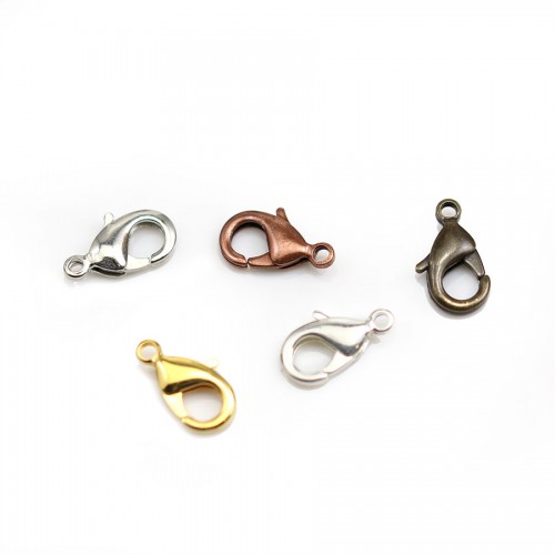 Fermoir mousqueton en métal , de couleur argenté, 6x12mm x 10pcs