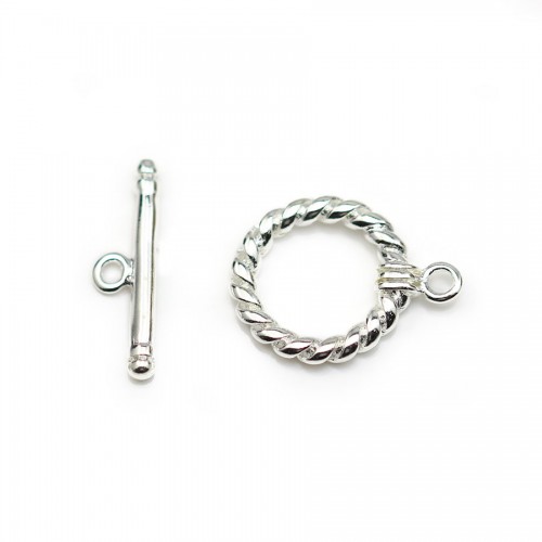 Fermoir "OxT" en métal torsadé, de couleur argenté, 14mm x 2pcs