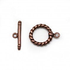 Fermoir "OxT" en métal torsadé, de couleur cuivre, 14mm x 2pcs
