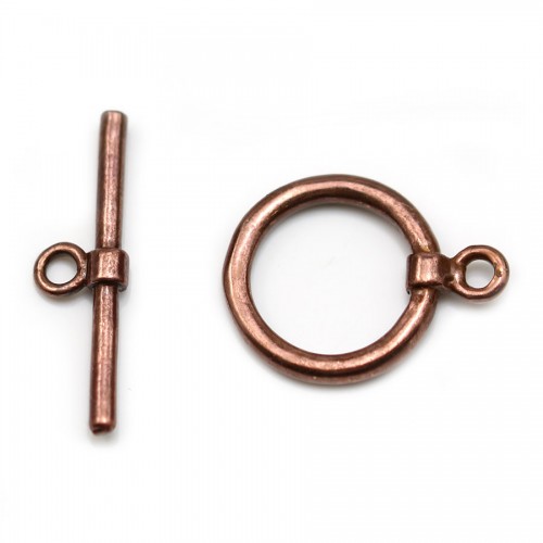 Clasp "O * T" on smooth metal, in copper color, 15mm x 2pcs
