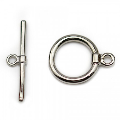 Fermoir "OxT" en métal lisse, de couleur argent vieilli, 15mm x 2pcs