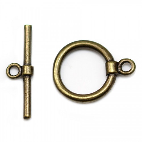 Clasp "O * T" on smooth metal, in bronze color, 15mm x 2pcs