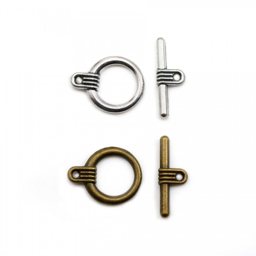 Fermoir "OxT" en métal, de couleur argent vieilli ou bronze 16mm x 2pcs
