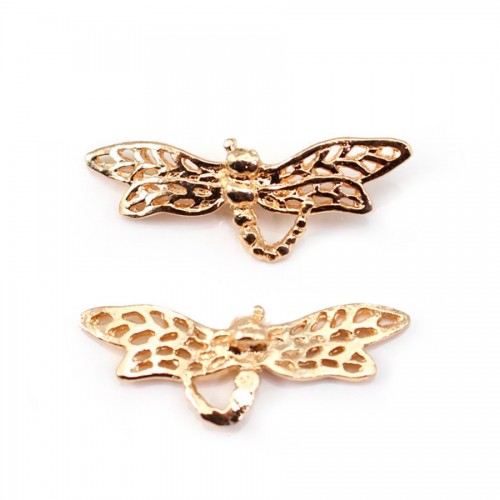 Libellule Plaquée par "flash" or sur laiton 11x29mm x1pc