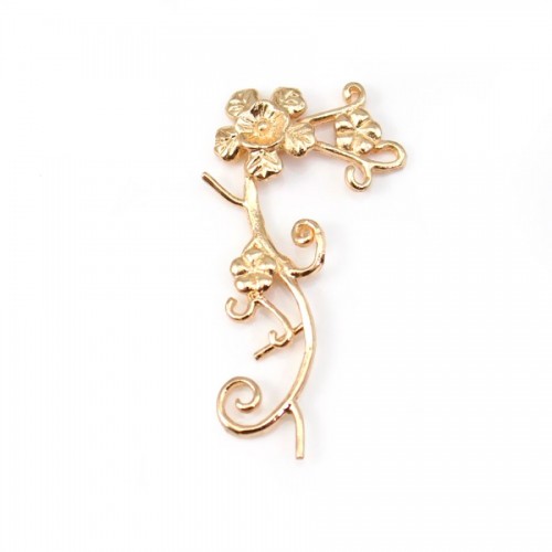 Volute de fleur dorée sur laiton 20x35mm x 1pc