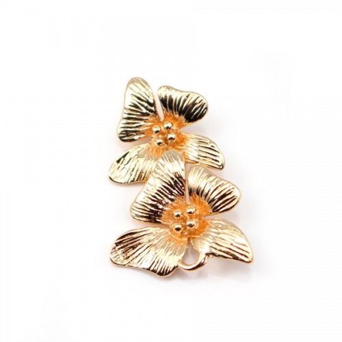  Double Flower of islands by "flash" Gold on brass 15x22mm x 1pc