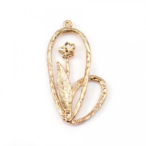  Flower for pearls half-drilled by "flash" Gold on brass 15x30mm x1pc