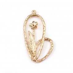 Fleur pour perles semi-percé dorée sur laiton 15x30mm x1pc