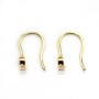 Crochet d'oreille 8x14mm , plaqué "flash " or sur laiton avec zirconium x 2pcs
