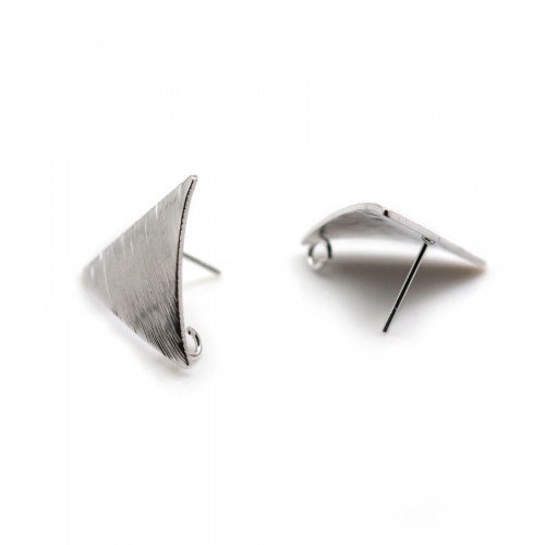 Ear studs in the shape of a triangle 13x13.5mm, plated by "flash" gold on brass x 2pcs