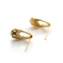 Clous d'oreille en forme goutte, plaqué par "flash" or sur laiton 12x16.5mm x 4pcs