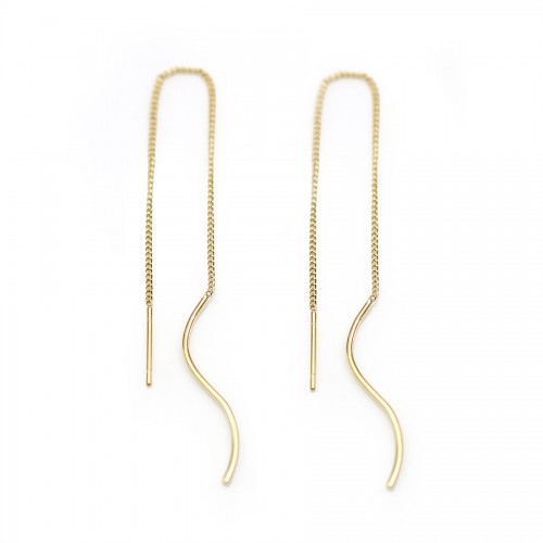 Clous d'oreilles avec la chaînette de 7cm , doré sur laiton x 2pcs 