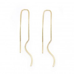 Clous d'oreilles avec la chaînette de 7cm , doré sur laiton x 2pcs 