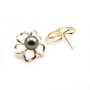 Clous d'oreille fleur Plaquée par "flash" or sur laiton 16x18mm x 2pcs
