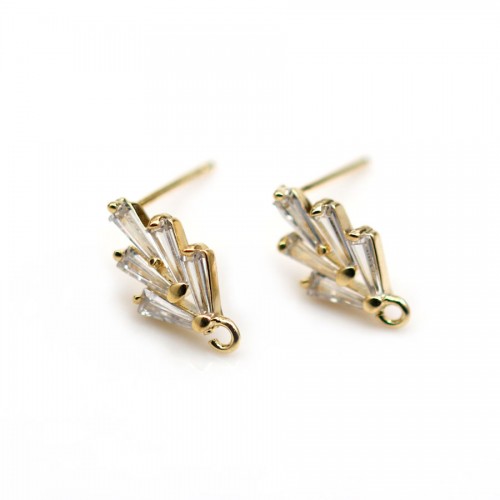 Ear stud leaves  by "flash" Gold on brass 8x14mm x 2pcs