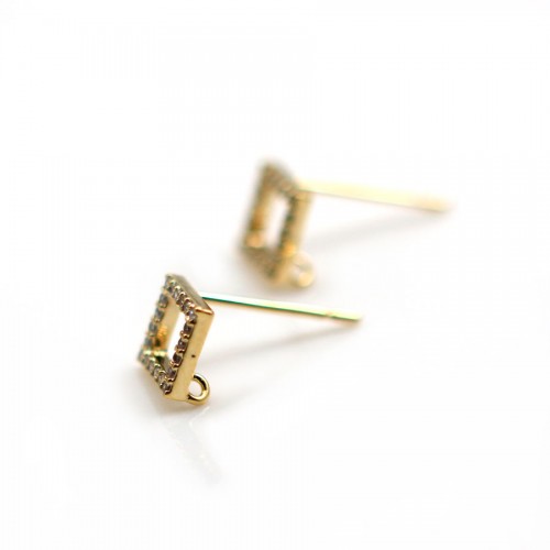 Ear stud leaves  by "flash" Gold on brass 8x14mm x 2pcs