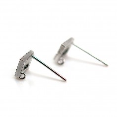 Clous d'oreille losange & zirconium plaqué par "flash" or sur laiton 8.5mm x 2pcs