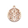 Pendentif rond fleur par "flash" or sur laiton14x16mm x 4pcs