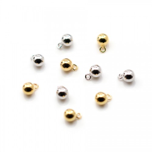 Round hammered charm 10mm, plated by "flash" gold on brass x 10pcs