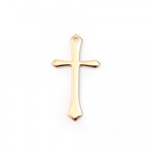 Croix plaquée par "flash" or sur laiton 13x24mm x 2pcs